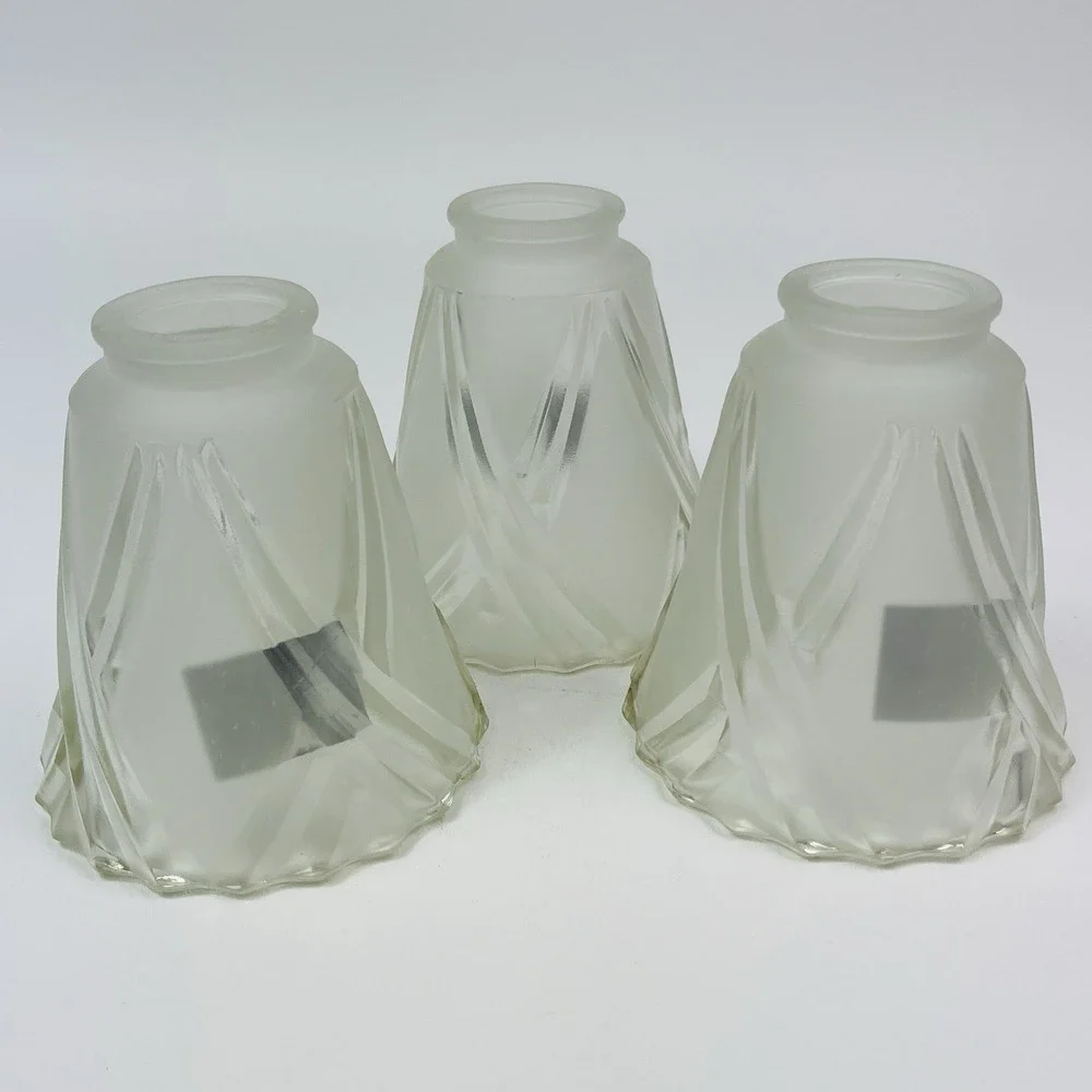 Set of 3 Light Shades Clear Frosted Glass 2 1/4 Ceiling Fan Chandelier Wall Scon